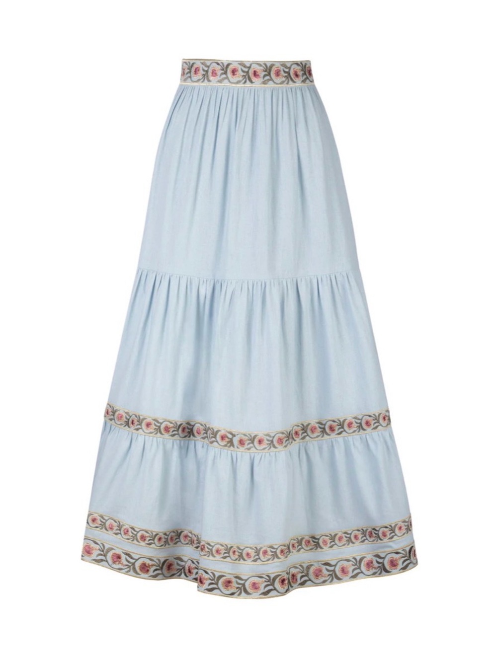 RosewaterHouse CARNATION RUFFLE SKIRT IN BLUE & PINK